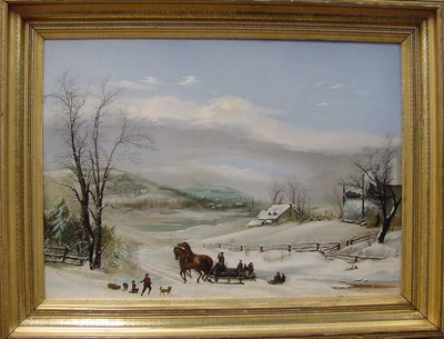 Lot 43 - M.L. Cass 19th Century WINTER LANDSCAPE Signed...