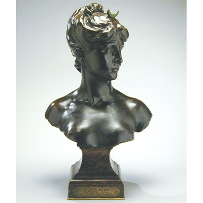 Lot 239 - Bronze Bust of Diana Mathurin Moreau Raised on...