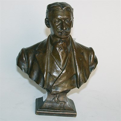 Lot 243 - Bronze Bust of a Man The mustachioed gentleman...