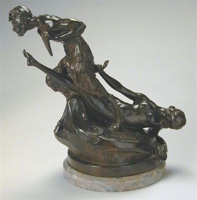 Lot 176 - Bronze Allegorical Group Depicting a satyr...