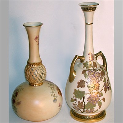 Lot 453 - Two Royal Worcester Porcelain Vases The first...