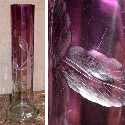 Lot 89 - Moser Glass Vase Of tall cylindrical form, in...