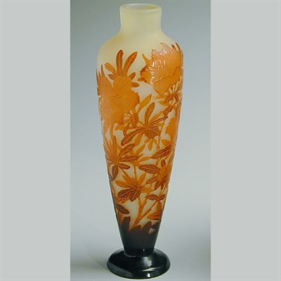 Lot 106 - Galle Cameo Glass Vase Of tapering cylindrical...