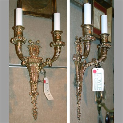 Lot 631 - Pair of Classical Style Gilt-Metal Two-Light...
