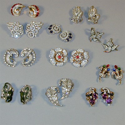 Lot 423 - Group of Eleven Pairs of Evening Earrings...