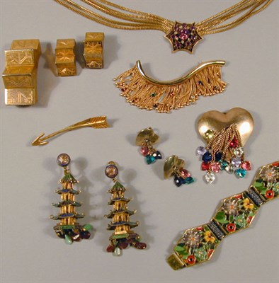 Lot 380 - Group of Exotic Gilt-Metal Jewelry Comprising...