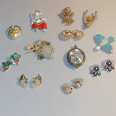 Lot 429 - Group of Jewelry Comprising one pair of clips;...