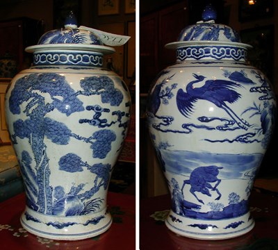 Lot 181 - Pair of Chinese Export Blue and White...
