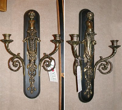 Lot 670 - Pair of Renaissance Revival Two-Light Sconces