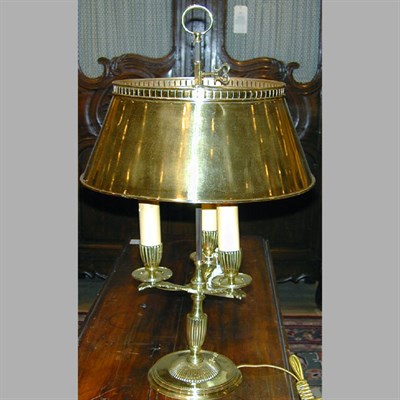 Lot 261 - Empire Style Brass Three-Light Bouillotte Lamp