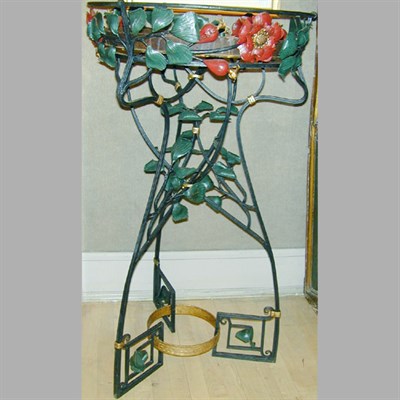 Lot 232 - Pair of Art Nouveau Painted Wrought Iron Plant...