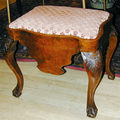 Lot 219 - George I Style Upholstered Mahogany Stool