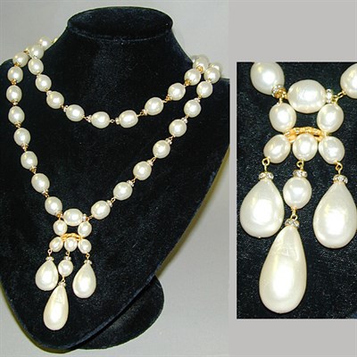 Lot 34 - Chanel Faux Pearl Necklace Double strand,...