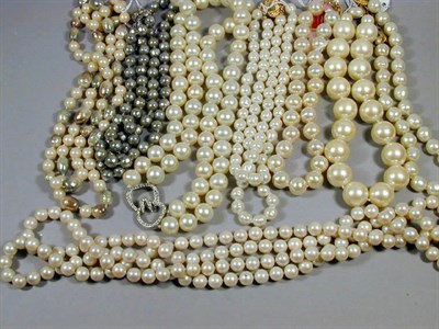 Lot 46 - Group of Eight Faux Pearl Necklaces Various...