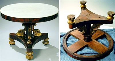 Lot 364 - Classical Mahogany and Gilt-Wood Center Table...
