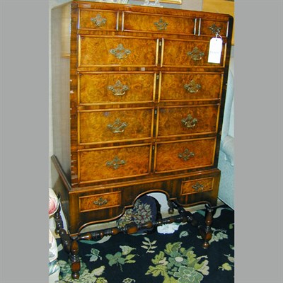 Lot 154 - William and Mary Style Burl-Wood Chest on Stand