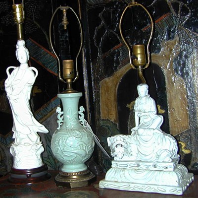 Lot 158 - Two Chinese Porcelain Figural Lamps Together...