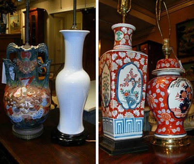 Lot 172 - Group of Four Oriental Style Porcelain Lamps