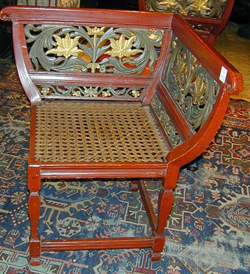 Lot 185 - Pair of Southeast Asian Red Lacquered Corner...
