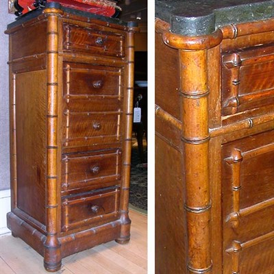 Lot 200 - Victorian Marble Top Faux Bamboo Pot Cupboard