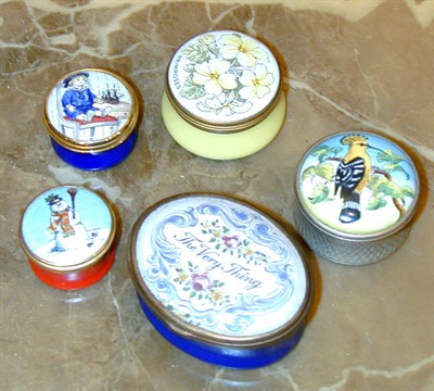 Lot 216 - Group of Ten Enamel Pill Boxes