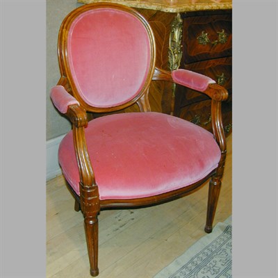 Lot 237 - Pair of Louis XVI Style Upholstered Beechwood...