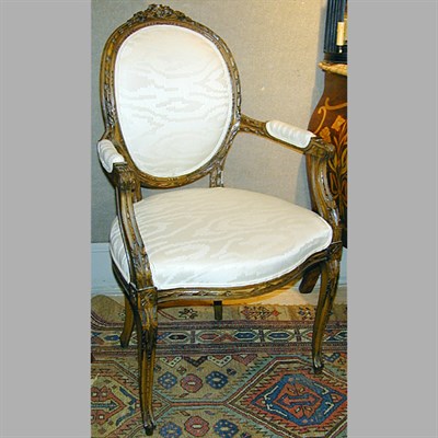 Lot 254 - Pair of Louis XVI Style Upholstered Walnut...