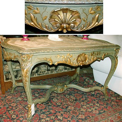 Lot 394 - Louis XV Style Painted and Gilt Carved Wood...