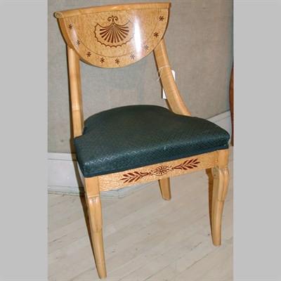 Lot 373 - Pair of Charles X Maple Side Chairs Each back...