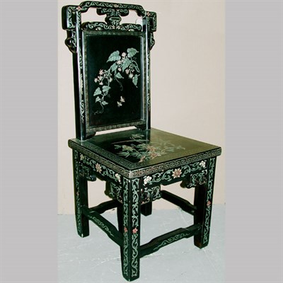 Lot 386 - Set of Eight Chinese Lacquered Side Chairs...