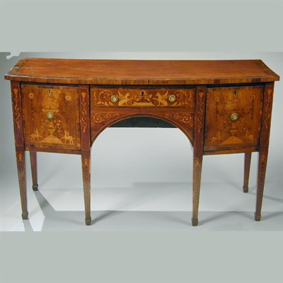 Lot 203 - George III Style Inlaid Mahogany Bow-Front...