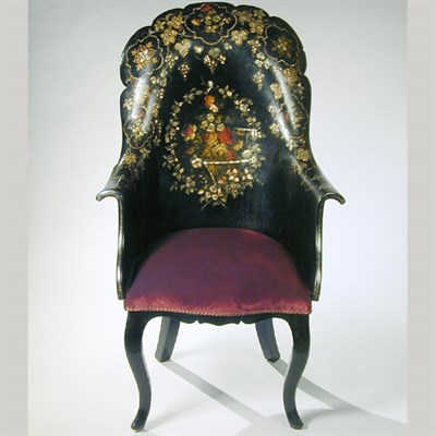 Lot 519 - Victorian Papier Mache Armchair With mother-of-...
