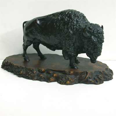 Lot 174 - Japanese Bronze Sculpture of a Buffalo Raised...