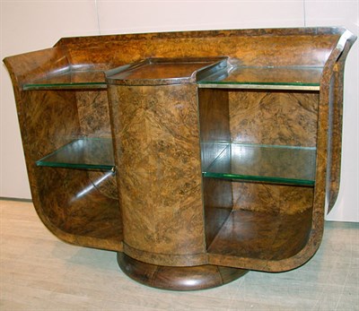 Lot 166 - Art Deco Burl-Wood Server Of lyre form,...
