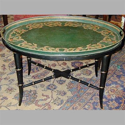 Lot 440 - Victorian Tole Painted Tray on Stand