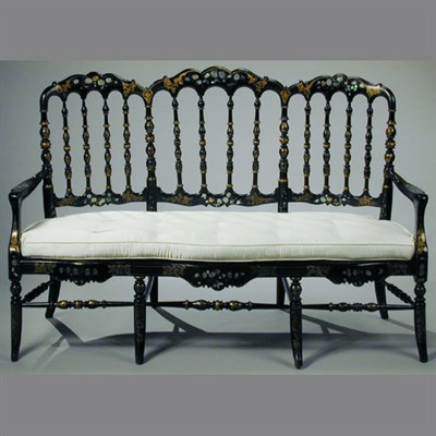 Lot 527 - Victorian Papier Mache Bench With an...