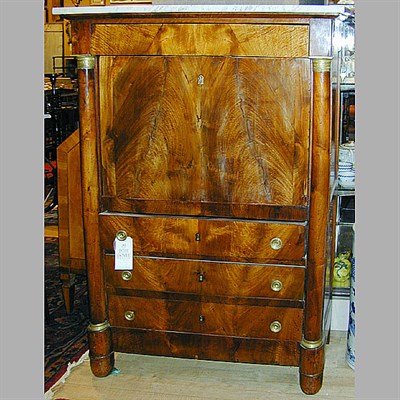 Lot 208 - Empire Marble Top Gilt-Bronze Mounted Mahogany...