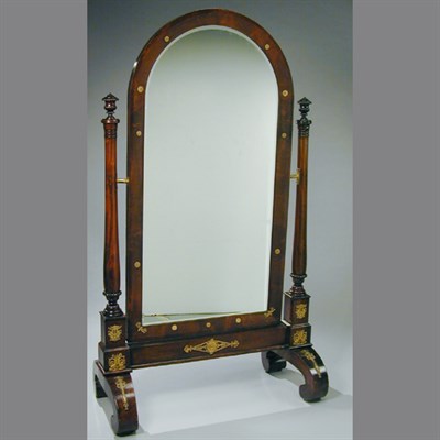 Lot 320 - Empire Style Gilt-Bronze Mounted Cheval Mirror...