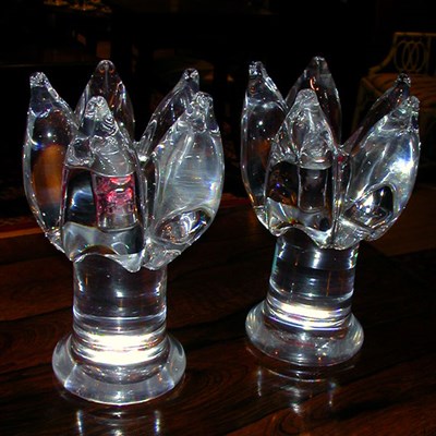 Lot 367 - Pair of Kosta Colorless Glass Candlesticks