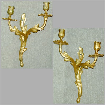 Lot 379 - Pair of Louis XV Style Gilt-Metal Two-Light...