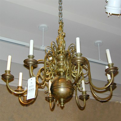 Lot 384 - Baroque Style Brass Eight-Light Chandelier