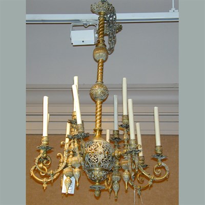 Lot 394 - Empire Style Gilt-Metal Twelve-Light Chandelier