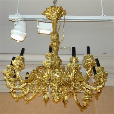 Lot 397 - Empire Style Gilt-Bronze Twelve-Light Chandelier