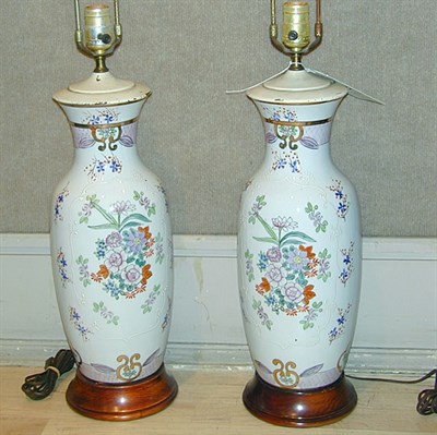 Lot 433 - Pair of Oriental Style Polychrome Decorated...