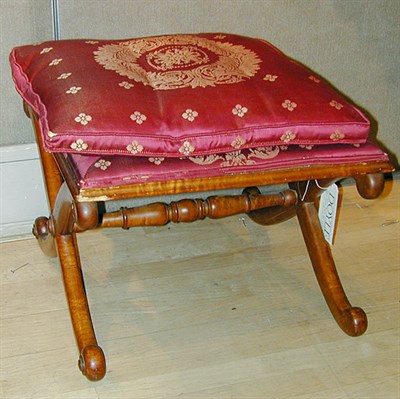 Lot 436 - Rococo Style Upholstered Mahogany Stool