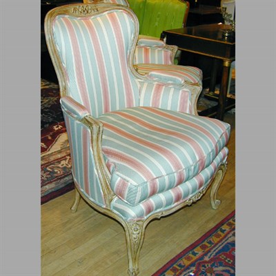 Lot 450 - Pair of Louis XV Style Upholstered Walnut...