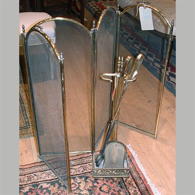 Lot 620 - Georgian Style Fire Screen Together with Fire...