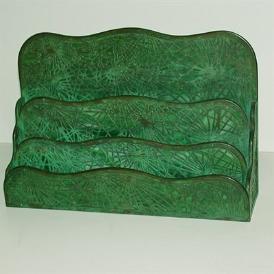 Lot 96 - Tiffany Studios Letter Holder In the Pine...