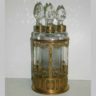 Lot 351 - Brass and Glass Liqueur Set Comprising four...