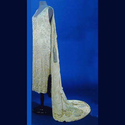 Lot 97 - Ivory Satin Court Dress and Train French,...